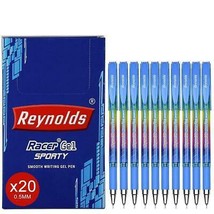 20 Reynolds Racer Gel Sporty Gel Pens 0.5 mm BLUE INK School Stationary ... - £15.63 GBP