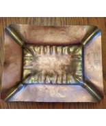 Vintage 5x4&quot; Repousse Sheet Copper Gregorian 523 rectangle Signed Ashtray - $11.88