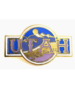 Utah State Souvenir Ename Pin Scenic Mountain Sun Design Blue Purple Gol... - $12.99