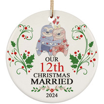 Our 12th Years Christmas Married Ornament Gift 12 Anniversary Funny Sloth Couple - £12.45 GBP