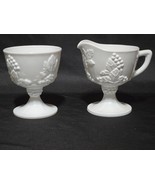 Vintage INDIANA GLASS COLONY Creamer &amp; Open Sugar Bowl HARVEST MILK Grap... - $15.82