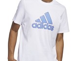 adidas Men&#39;s Short-Sleeve Logo-Graphic T-Shirt White-Brite Royal-2XL - £16.11 GBP