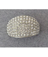 Designer Signed AU Crystal Paved Sterling Silver Enamel Wide Dome Ring S... - £23.94 GBP