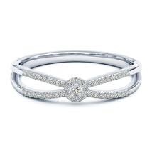 ANGARA Natural Diamond Cluster Split Shank Promise Ring in Silver (1.6mm) - £146.26 GBP+