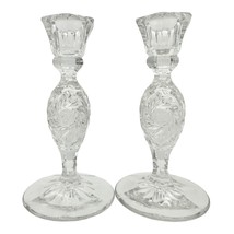Set of 2 Vintage Taper Crystal Candle Holders 6.5 inch EUC - £22.68 GBP