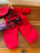 Lot of American Doll Red Winter Snowsuit Buffalo Plaid Hat Mittens &amp; Boots Cloth - £19.22 GBP
