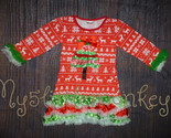 NEW Boutique Christmas Tree Long Sleeve Fair Isle Girls Ruffle Dress - £6.71 GBP