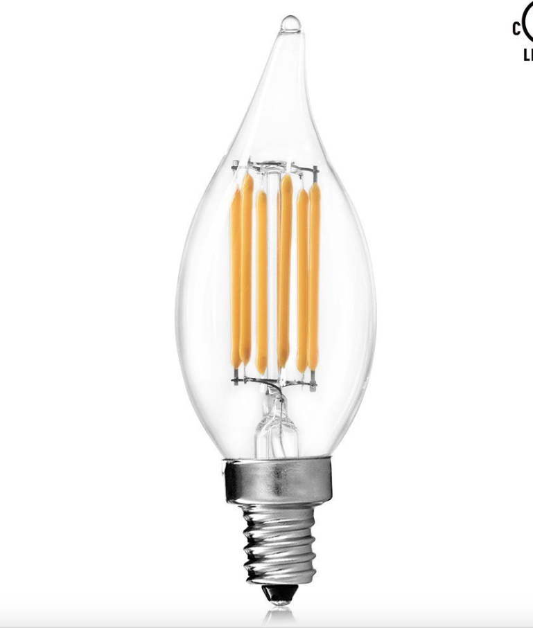 Luxrite Filament LED Candle Bulb 6W 2700K Warm White 650lm Flame Tip E12 - $14.00