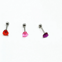 316L Stainless Steel Heart Shape Tongue Ring Piercing - FAST SHIPPING! - $5.99