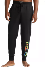 Polo Ralph Lauren Men&#39;s Black Rainbow Logo Graphic Knit Sleep Jogger pan... - £32.85 GBP