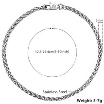 Davieslee Bracelet for Men Spiga Plait Wheat Link Chain Stainless Steel Men's Br - £10.81 GBP