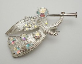 Eisenberg Ice Angel Brooch Pin Aurora Borealis Stones Silver Tone Setting Signed - $29.95