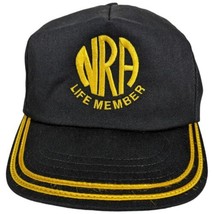 NRA Life Member Hat Snapback Black Gold 2 Stripe Made USA - $19.00