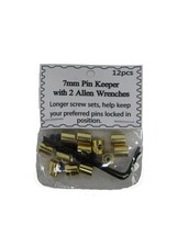 (12 Pieces) 7mm Gold Pin Keepers w/ Allen Wrenches (backs Locks Locking) - $3.88