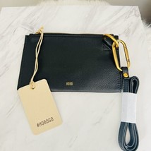 HOBO GO Tour Leather Zip Pouch Bag, Wristlet, with Lanyard, Black/Gold, NWT - £56.31 GBP