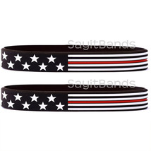 2 (two) Thin Red Line American Flag Wristbands USA Flag Fire Fighter Bracelets - £1.47 GBP