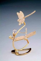 Dragonfies 24k Gold Plated Swarovski Figure Heart Stand - $29.70