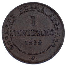 1859 Italian States Tuscany 1 Centesimo, UNC Condition C# 81 - £82.90 GBP