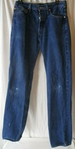 Levi 501 Button Fly Straight Leg Faded Denim Jeans Tag 33x36 Measure - $29.69
