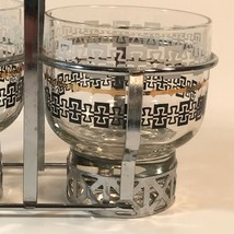 Vintage MCM Libby Glass Condiment Jars w/ Caddy Rose Motif Lid 4&quot; Tall x 6.5&quot; W - £14.50 GBP