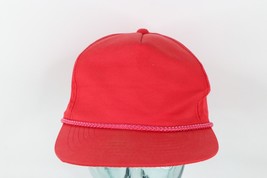 Vintage 90s Distressed Faded Streetwear Blank Roped Snapback Hat Cap Red... - $24.70