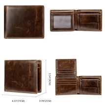 New Men&#39;s Cowhide RFID Genuine Leather Wallets Short Standard Top Layer Card Hol - £80.26 GBP