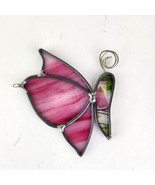 Happy Glass Pink Leaded Glass Butterfly Hanging - £15.50 GBP