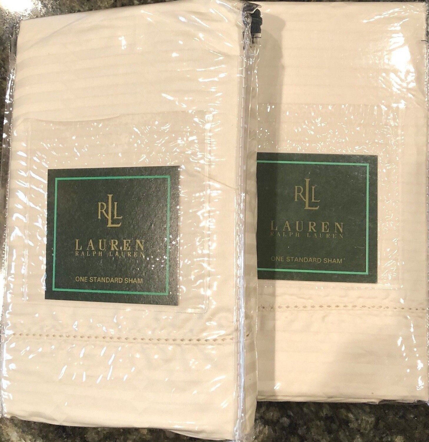 New Vtg Ralph Lauren 52nd Street Jacquard Cream Standard Shams Sateen