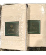 New Vtg Ralph Lauren 52nd Street Jacquard Cream Standard Shams Sateen - €64,25 EUR