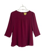 Maeve Anthropologie Emmeline Swiss Dot Blouse Size 0 Burgundy Red Boho O... - €17,28 EUR