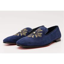 The Lazio Shoe Navy Blue Suede Slip-on Loafer Men Shoe image 2