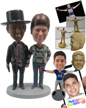 Personalized Bobblehead Gentleman Holding A Gun Standing Next To Female Partner  - £122.67 GBP