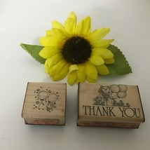 Hero Arts TWO Mounted Rubber Stamps THANK YOU BIRTHDAY BALLOONS 1987 Ted... - $9.45