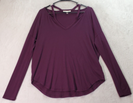 Express One Eleven Blouse Top Womens Medium Purple Cold Shoulder Sleeve V Neck - £15.15 GBP