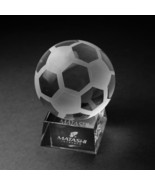 Crystal Paperweight w/ Etched Soccer Ball Ornament and Trapezoid Base by... - $508.30 MXN