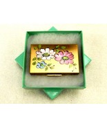 Vintage Compact Case w/Powder Puff, Gold Tone, Hand Painted Flowers, JWL... - $33.54 CAD