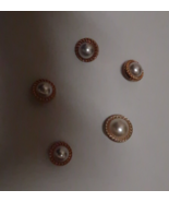 1 @ 7/8&quot; &amp; 4 @ 5/8&quot; gold &amp; white pearl buttons - shank - plastic - round - £2.91 GBP