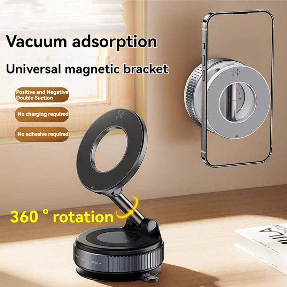 Magnetic Phone Holder With Vacuum Suction Foldable Adjustable Car Mount ... - £23.95 GBP