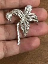 Signed Sterling Foreign Filigree Leaf Leaves Silver Brooch Pin - £31.69 GBP