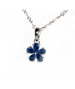 Natural 1.56ct Blue Sapphira Flower Pendant on 925 Sterling Silver Necklace - £38.15 GBP