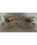 Two Sango WHITE CHRISTMAS Korea Footed Cups and Saucers - $35.04 CAD