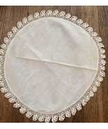 Vintage Handmade Cotton Doily with Hand Crocheted Edging White 18&quot; - $307.29 MXN