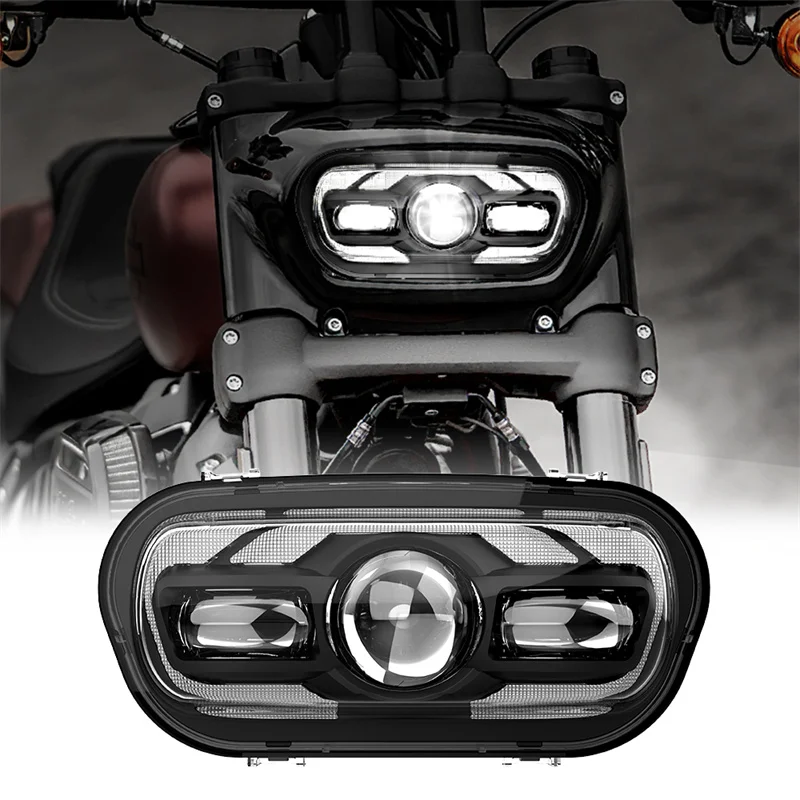 9.8&quot; Motorcycle LED Headlight Hi Low Beam DRL For Harley Fat Bob 2008-2019 Motor - £210.36 GBP