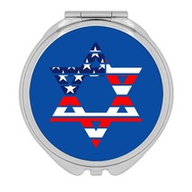 Star Of David American Flag : Gift Compact Mirror USA Jerusalem Israel P... - $12.99