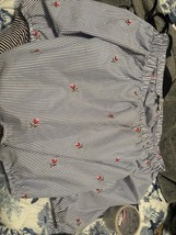 Kontrol Contemporary Womens Twist Front Top Blue Floral 3/4 Sleeve Ruche... - $4.99