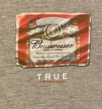 Budweiser Bottle Label True T Shirt Vintage 2001 Heather Grey Gray Size XXL 2XL - £22.40 GBP