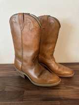 Womens Size 8.5 Brown Leather Western Cowboy Boots Cowgirl Made In USA - $29.99