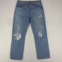 LEVI&#39;S 501 Women&#39;s Blue Jeans W32 L28 Destroyed Distressed Button Fly Waterless - $99.00