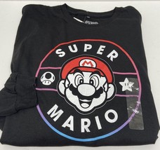Nintendo Super Mario Long Sleeve T-Shirt Mens XL Black Logo Cotton Crewn... - $11.88