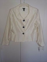 New Directions Ladies Ivory Polyester Lined Dressy JACKET-NWD-BLACK BUTTONS-NICE - £7.46 GBP